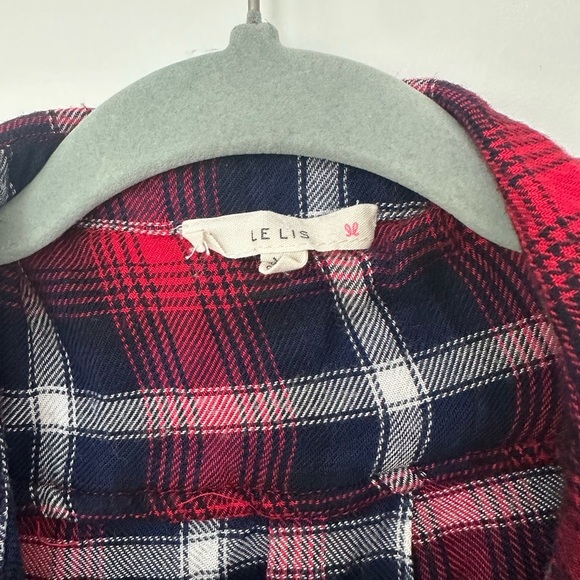 Le Lis Red and Blue Plaid Long Sleeve Top - Picture 4 of 4